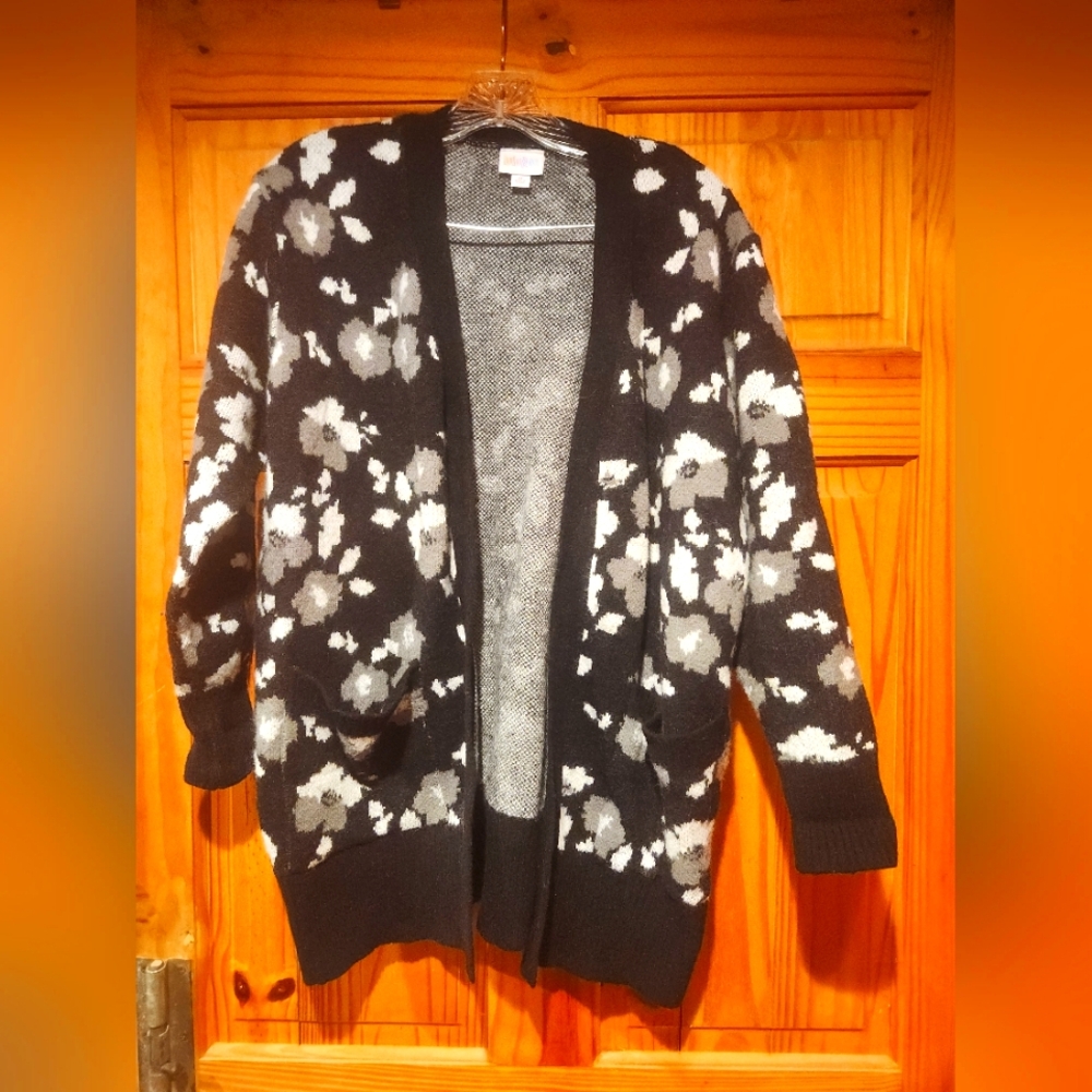 LuLaRoe Open Front Knit Cardigan Sweater – Floral Print | Size Medium